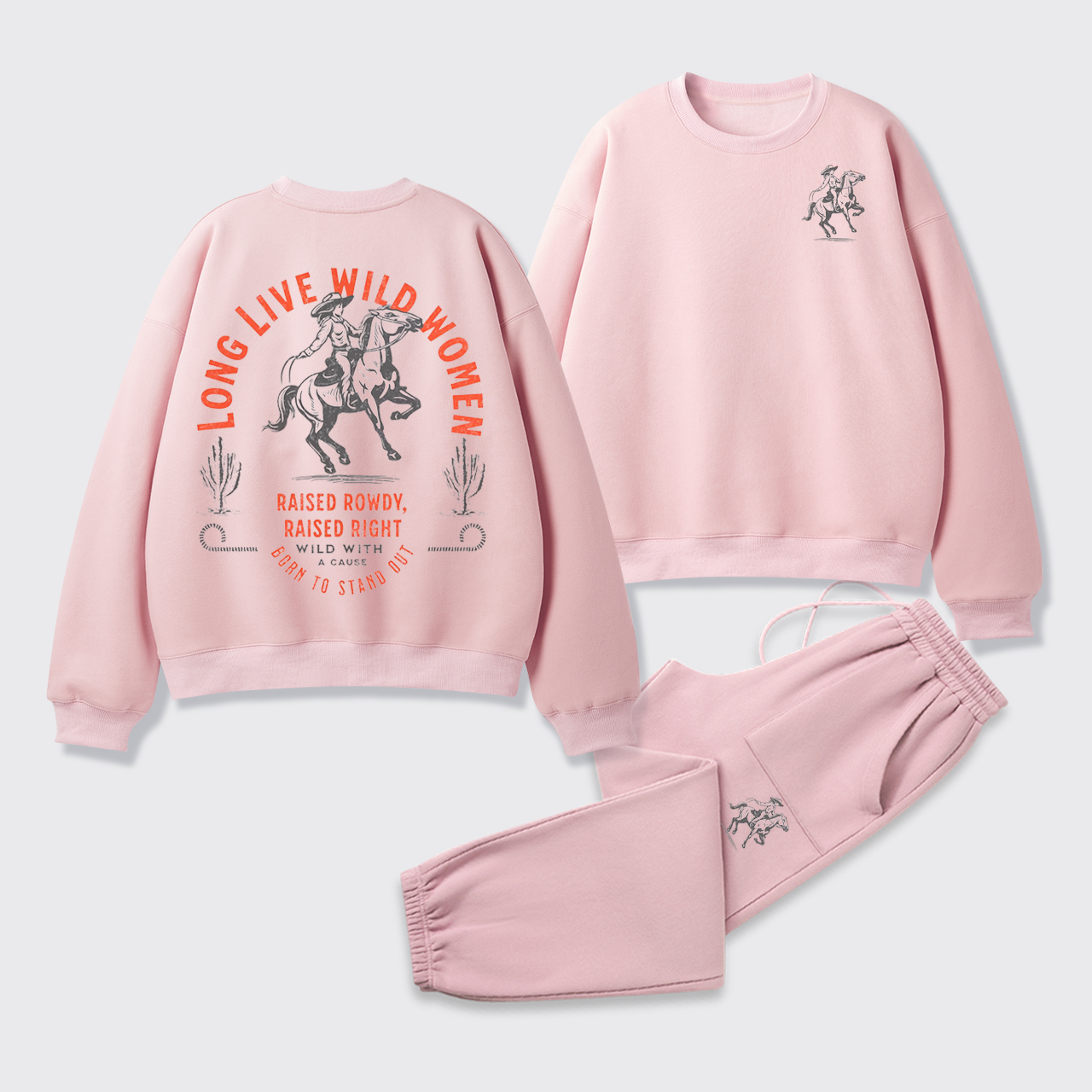 Fleece Long Live Wild Women Sweatshirt Set