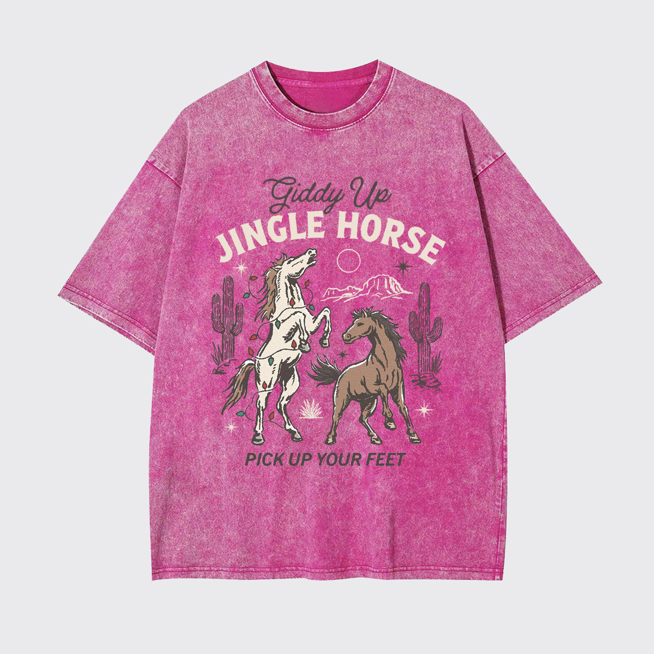 Giddy Up Jingle Horse Christmas Garment-dye Tees