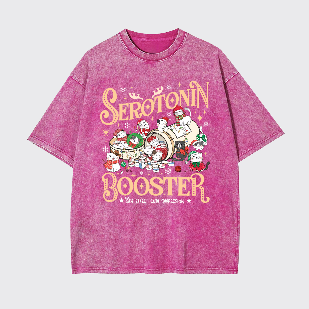 Serotonin Booster Cat Mental Health Christmas Garment-dye Tees