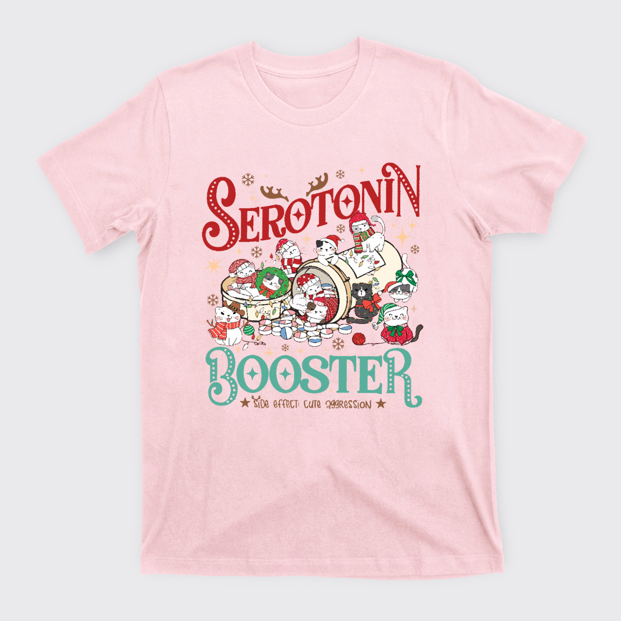 Serotonin Booster Cat Mental Health Christmas T-Shirts