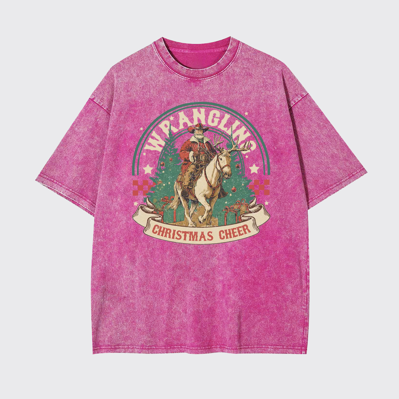 Wrangling Christmas Cheer Cowboy Santa Garment-dye Tees