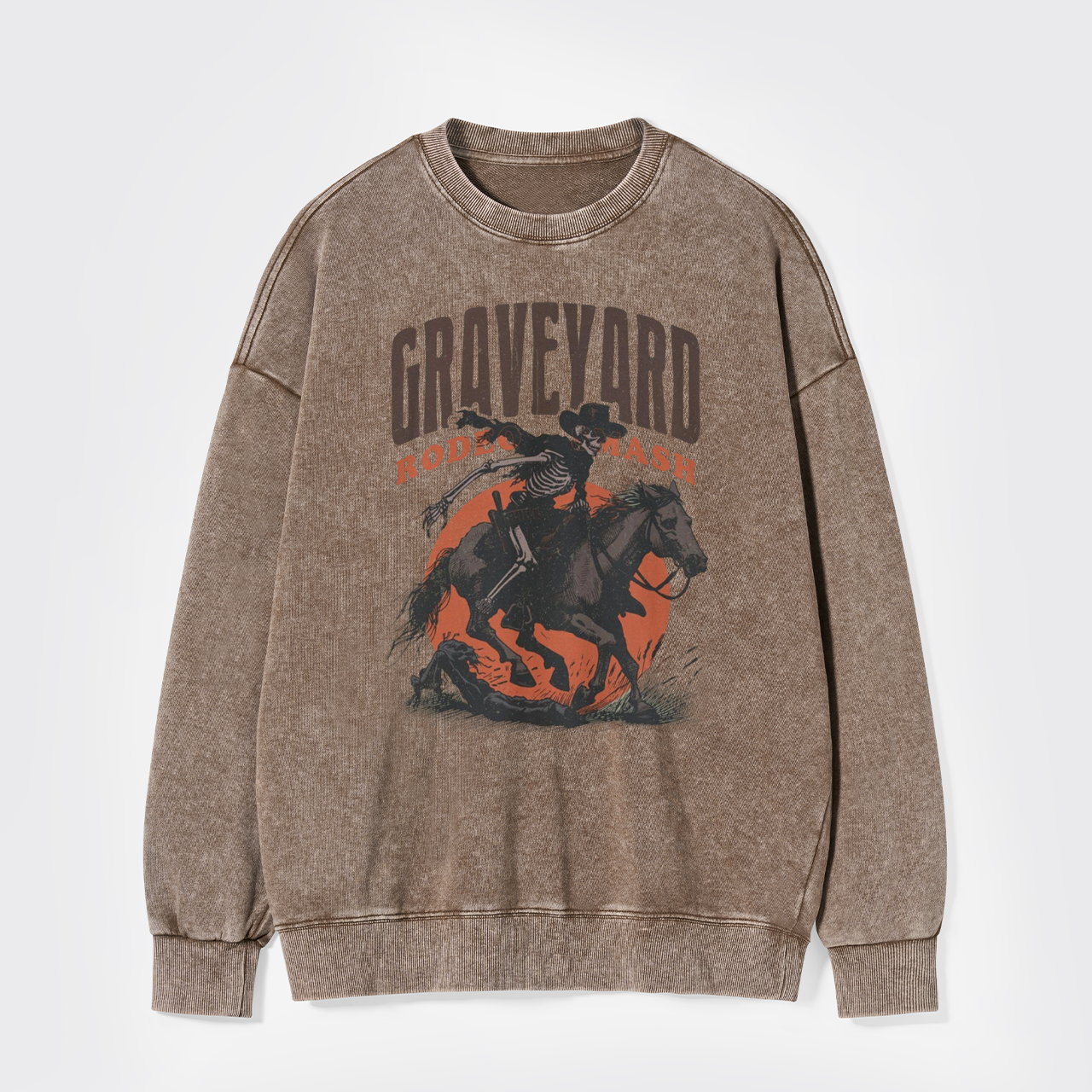 Retro Skeleton Cowboy Vintage Western Washed Sweatshirts