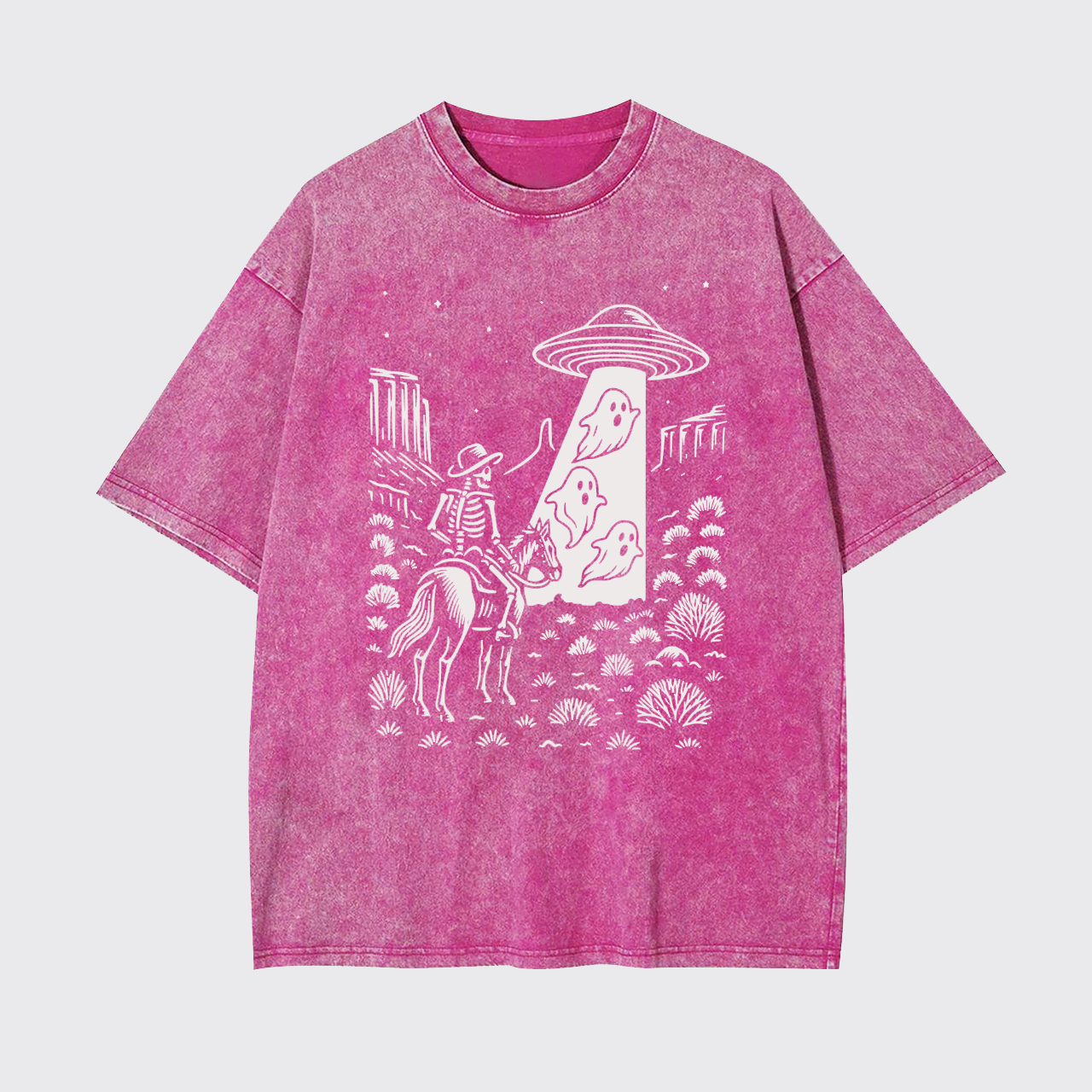 Halloween Ghost Cowboy Skeleton UFO Garment-dye Tees