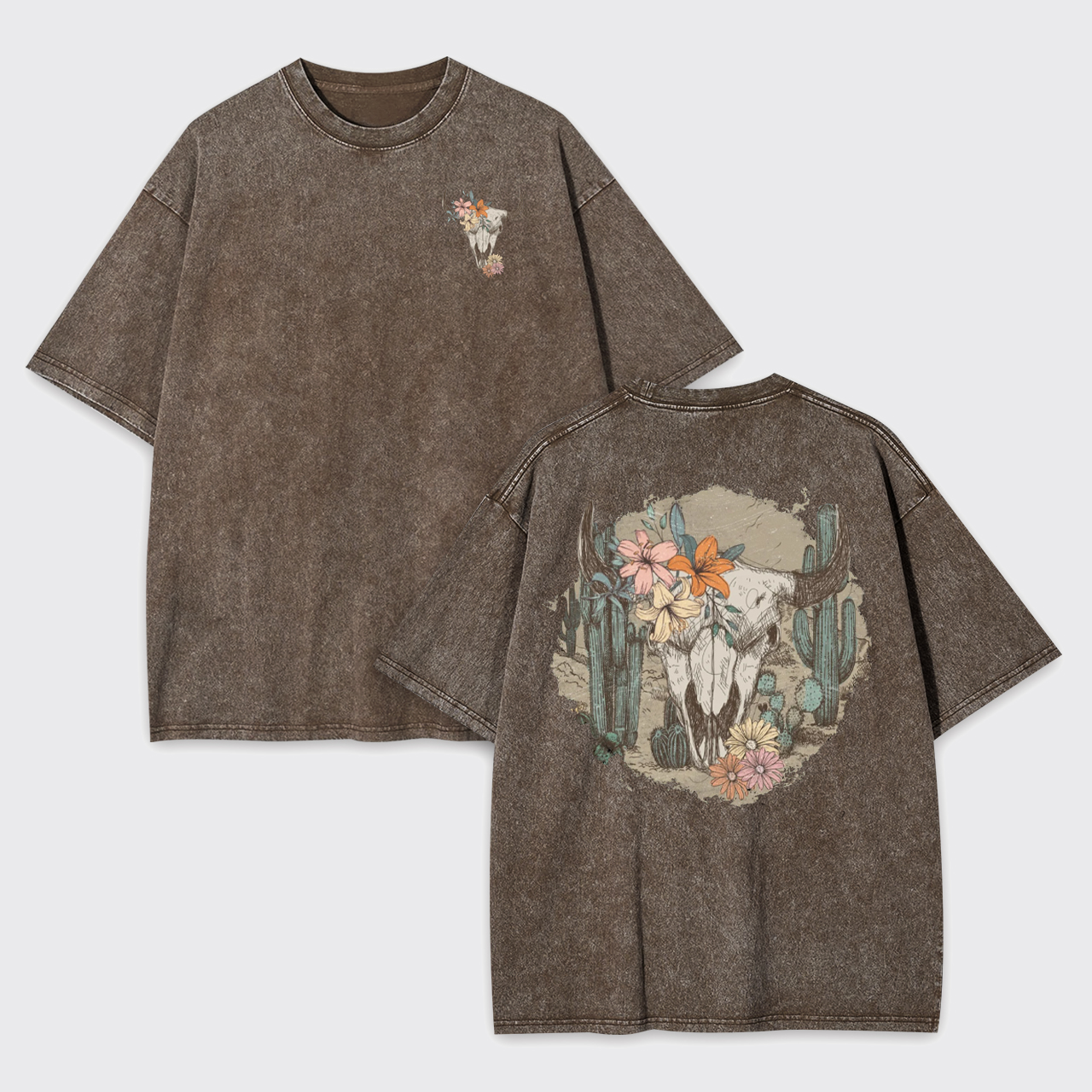 Vintage Cow Skull Garment-dye Tees