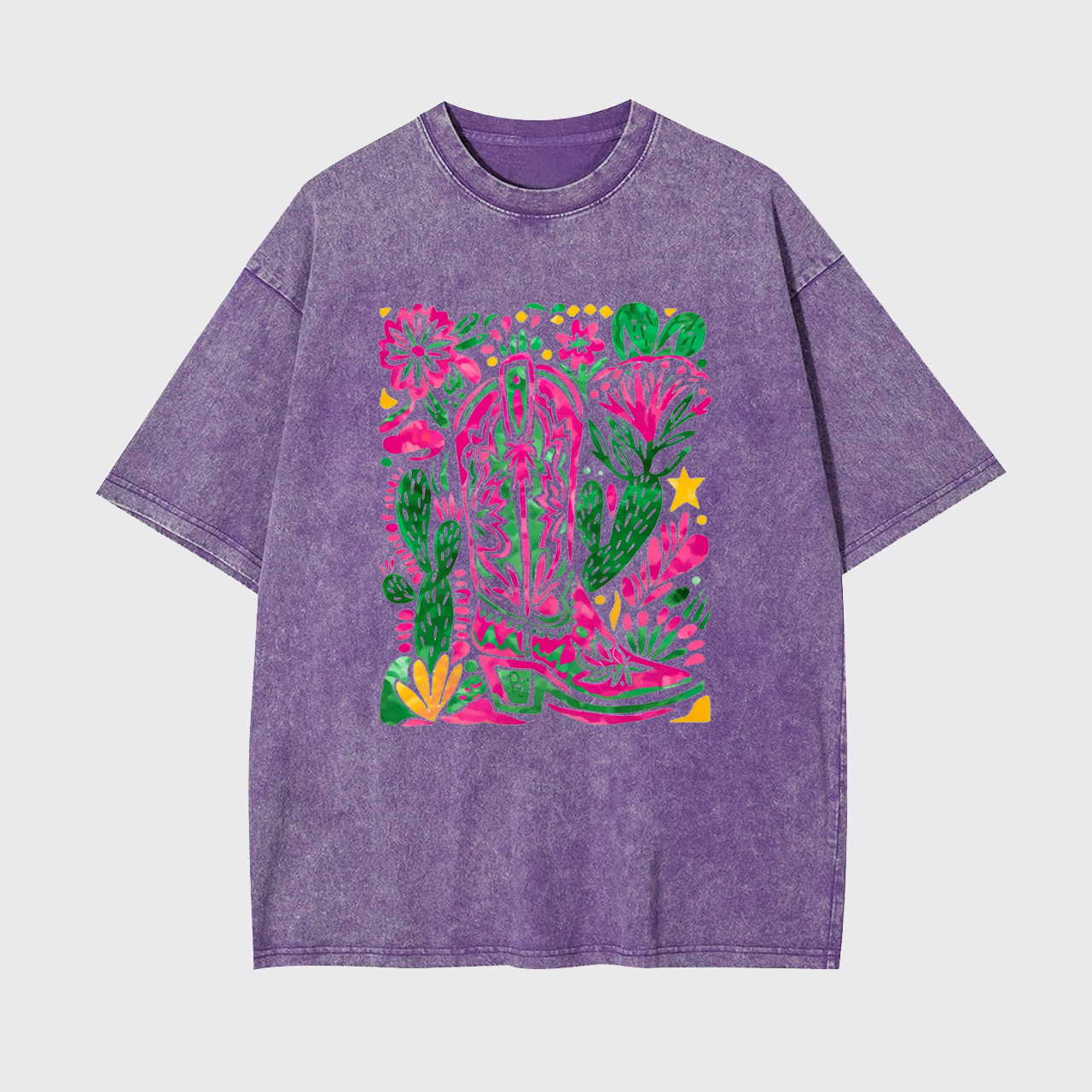 Western Floral Cowboy Boot Garment-dye Tees