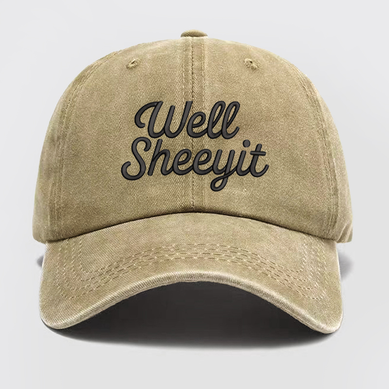 Embroidery Funny Well Sheeyit Washed Baseball Cap