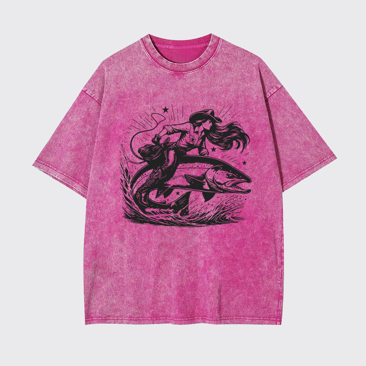 Cowgirl Riding a Fish Garment-dye Tees