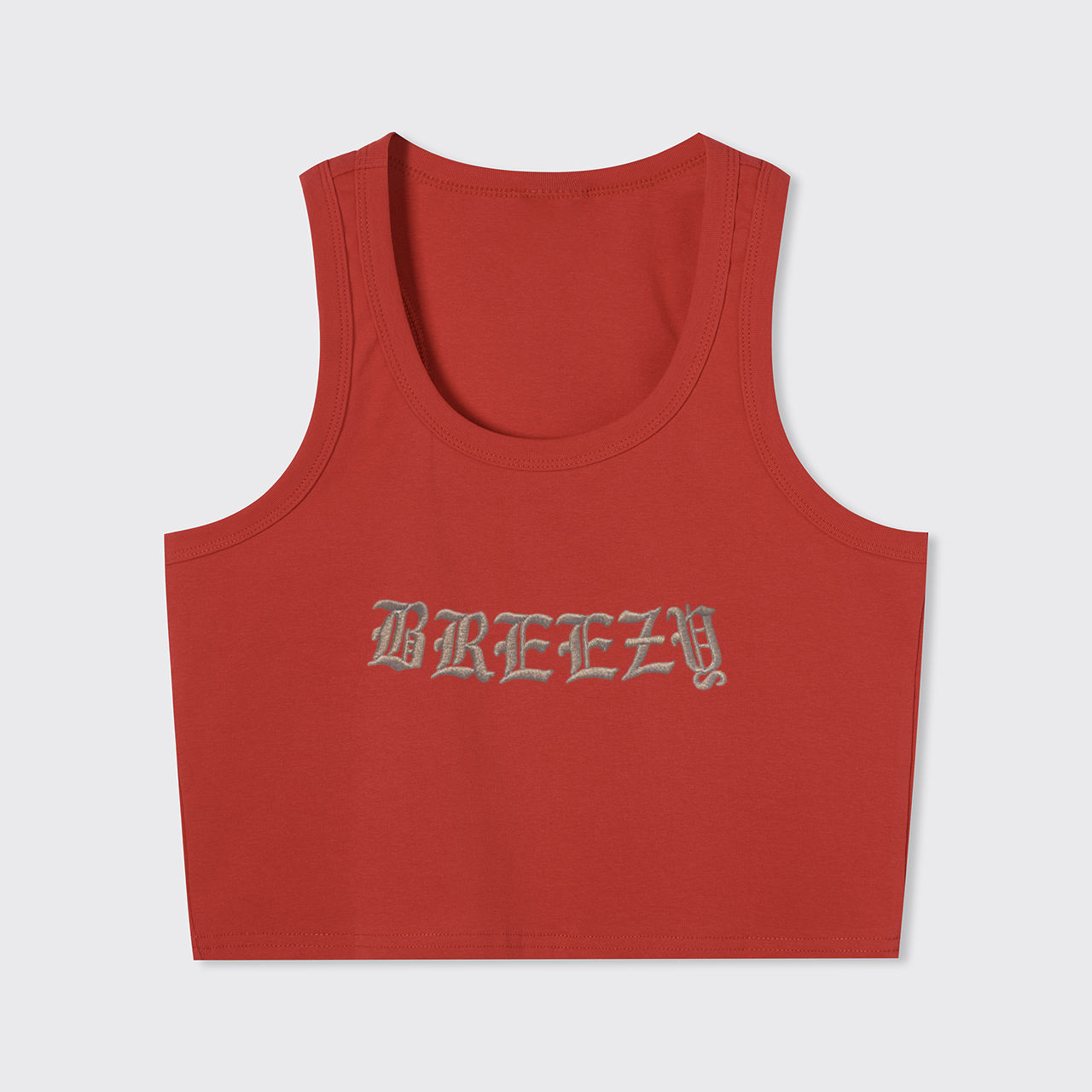 Embroidered "BREEZY" Tank Top