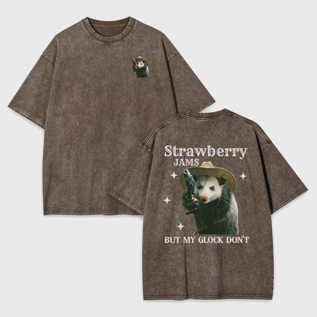 Cowboy Possum-Strawberry Jams But My Glock Don't Garment-dye Tees