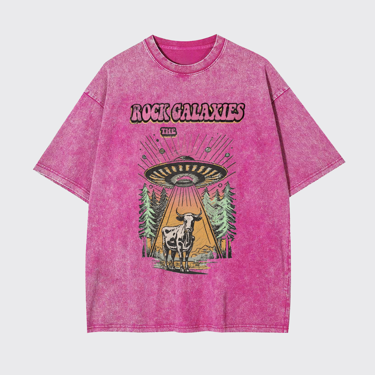 Retro UFO Cow Garment-dye Tees