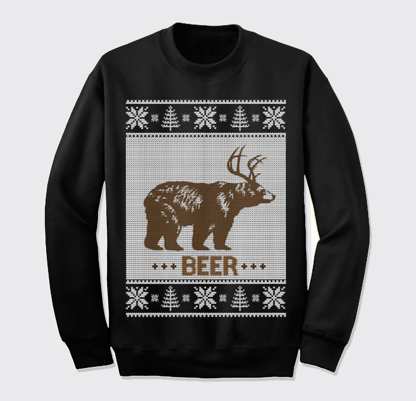 Christmas Bear Beer Deer Ugly Knit Sweatshirt