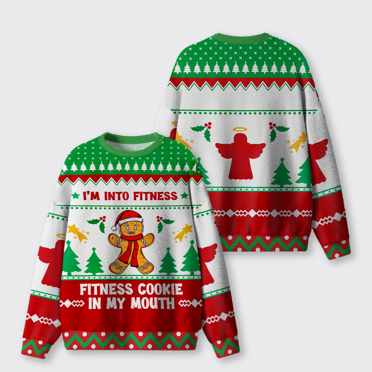 Funny Gingerbread Fitness Ugly Knit Sweatshirt