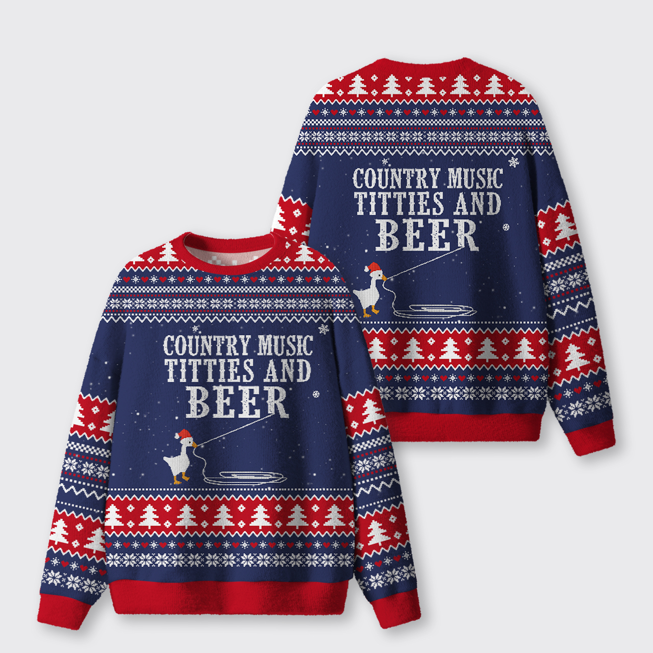 Country Music Titties And Beer Ugly Knit Sweatshirt