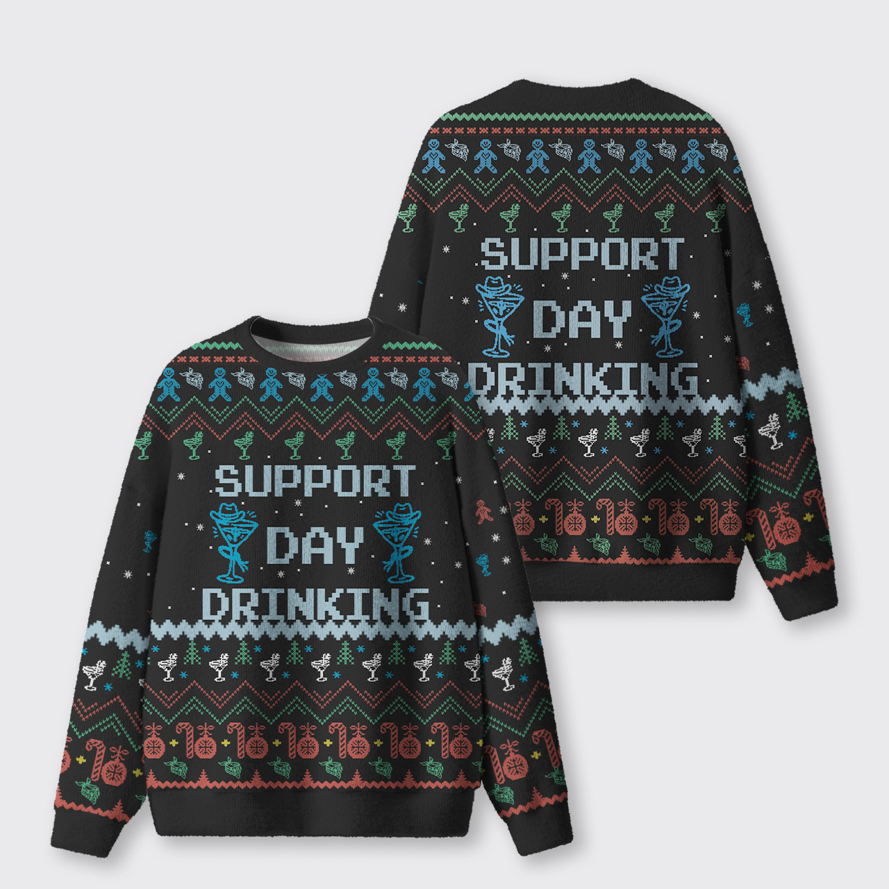 Support Day Drinking Ugly Knit Sweatshirt