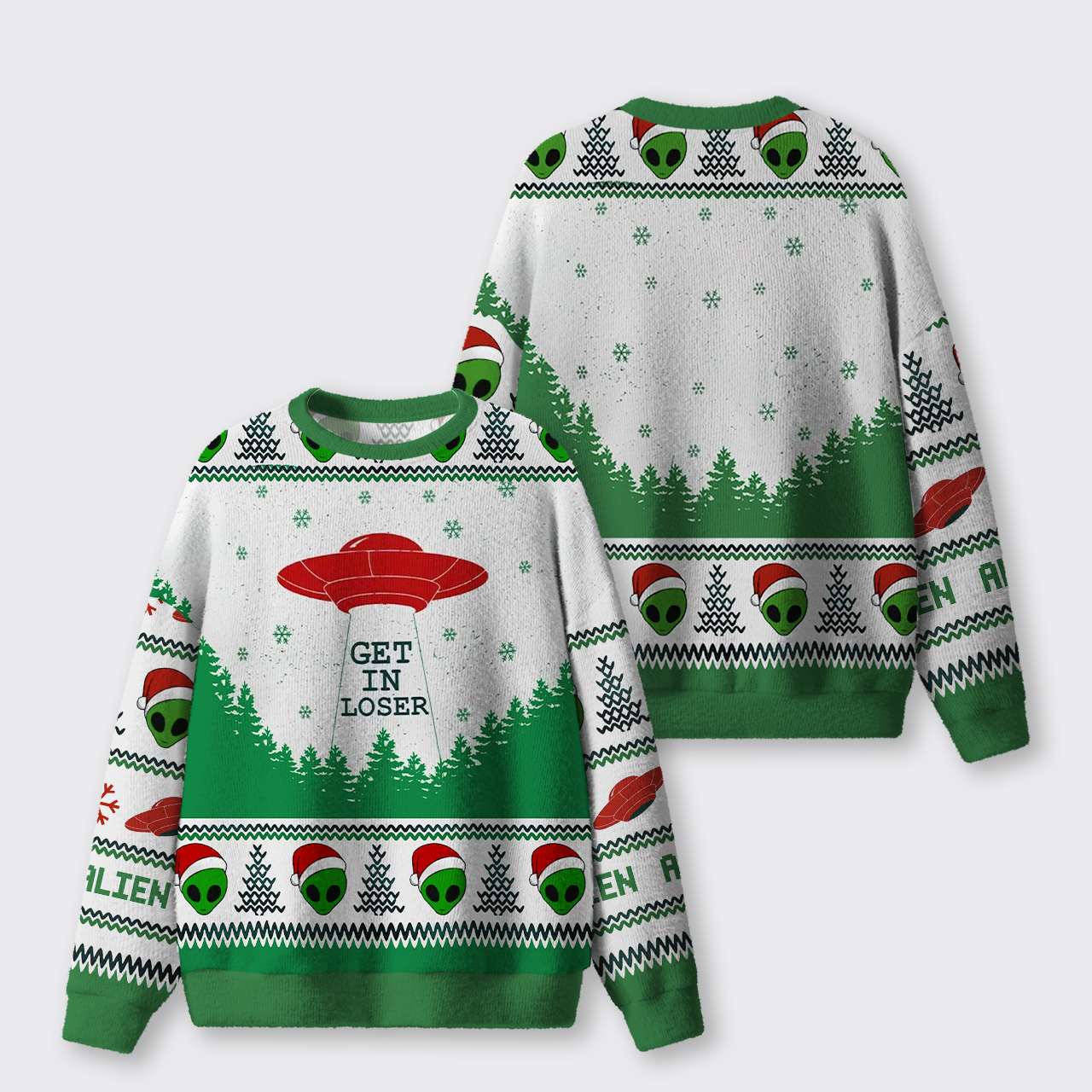 Get In Loser Quotes Alien Ugly Knit Sweatshirt