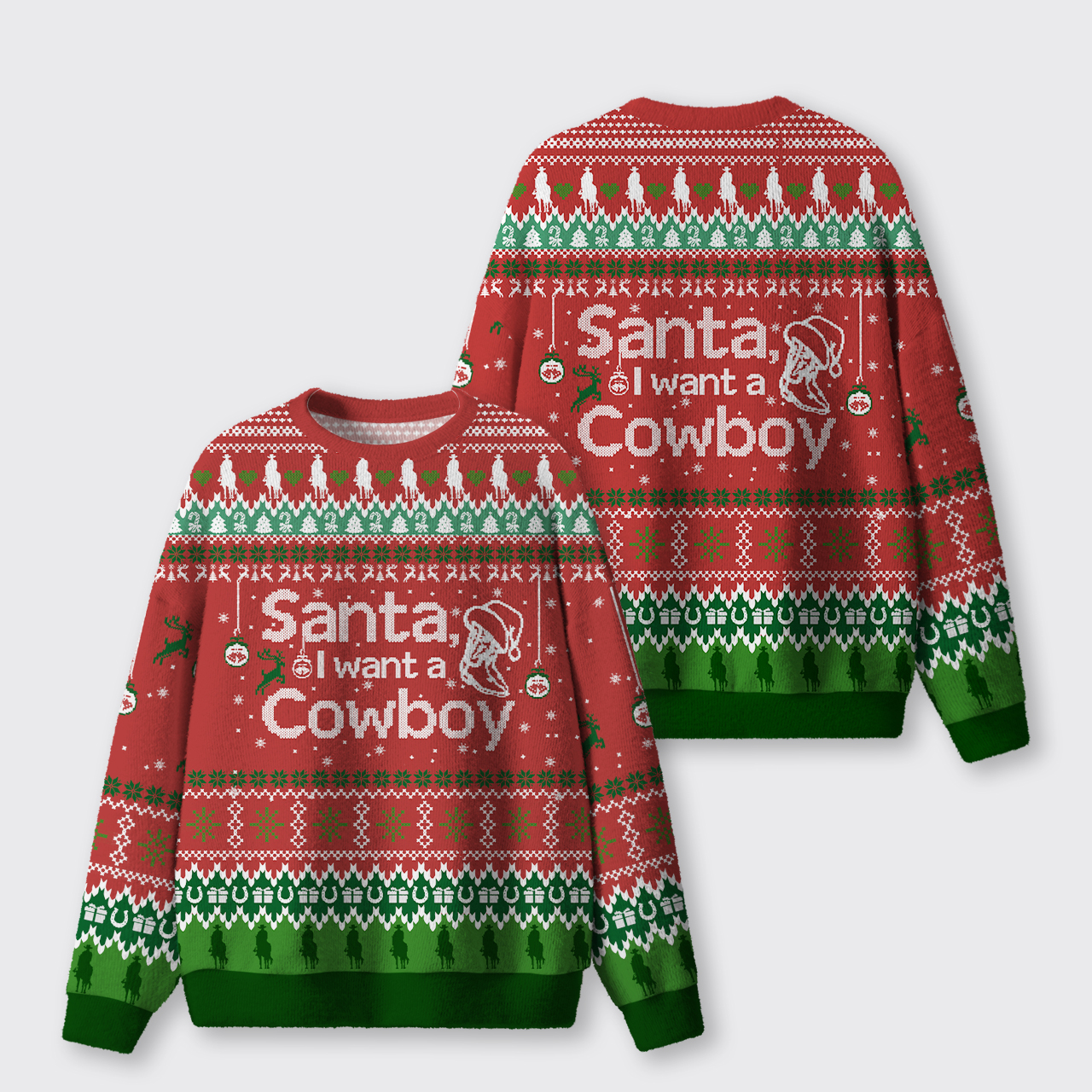 Santa I Want A Cowboy Ugly Knit Sweatshirt