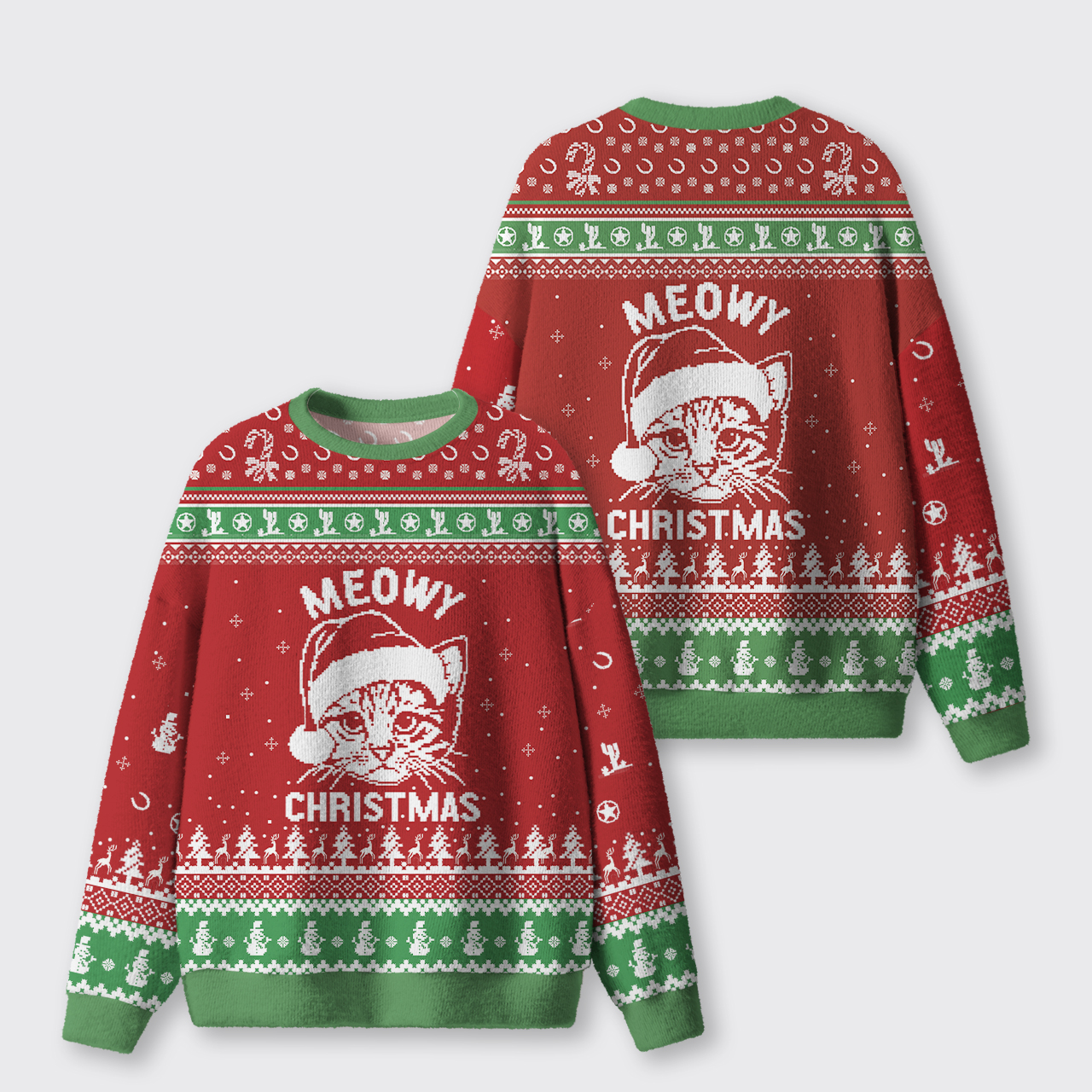 Meowy Christmas Ugly Knit Sweatshirt
