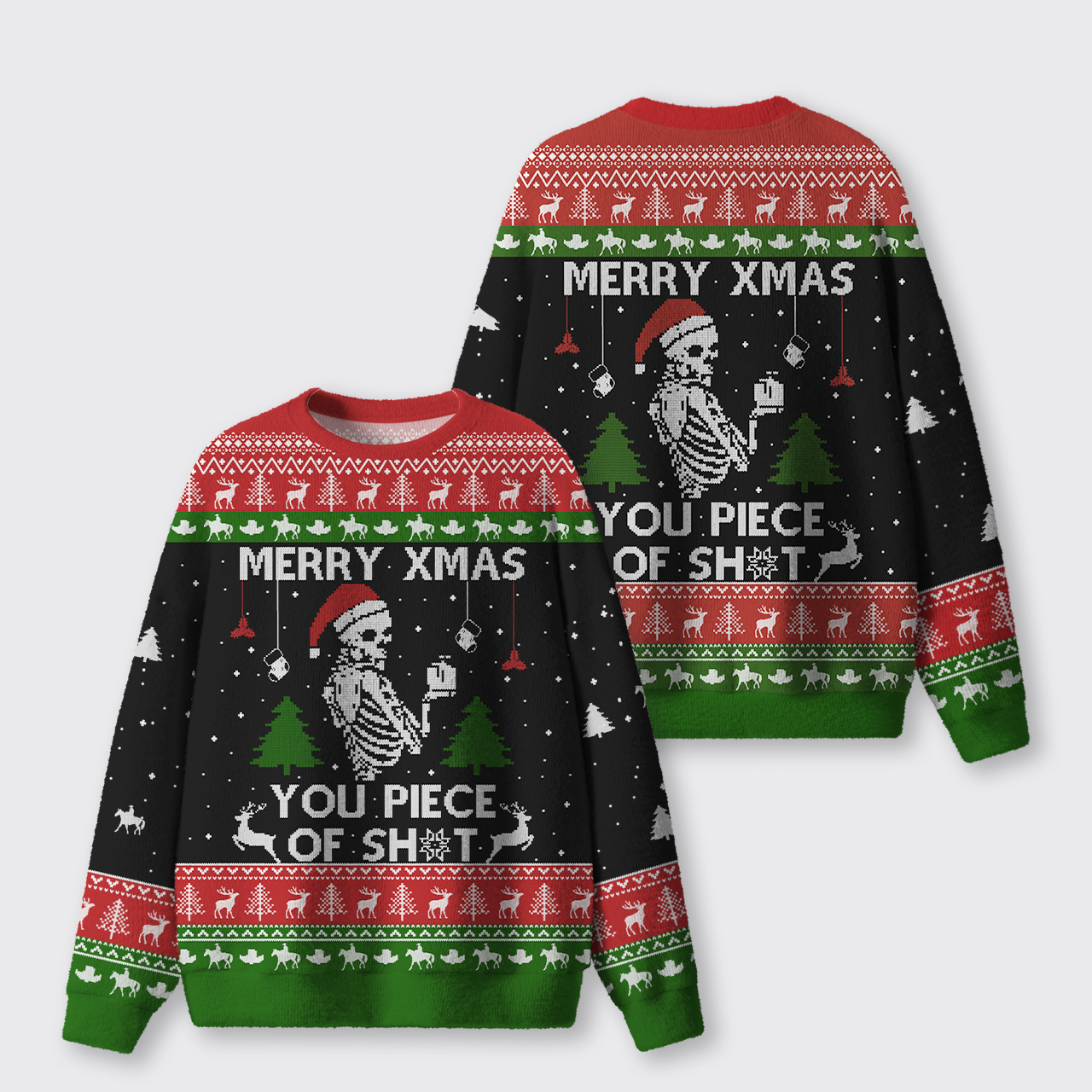 Merry Christmas Skeleton Ugly Knit Sweatshirt