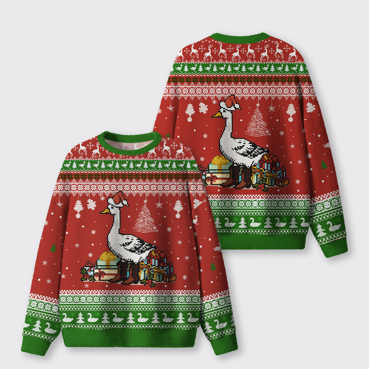 Christmas Funny Goose Ugly Knit Sweatshirt
