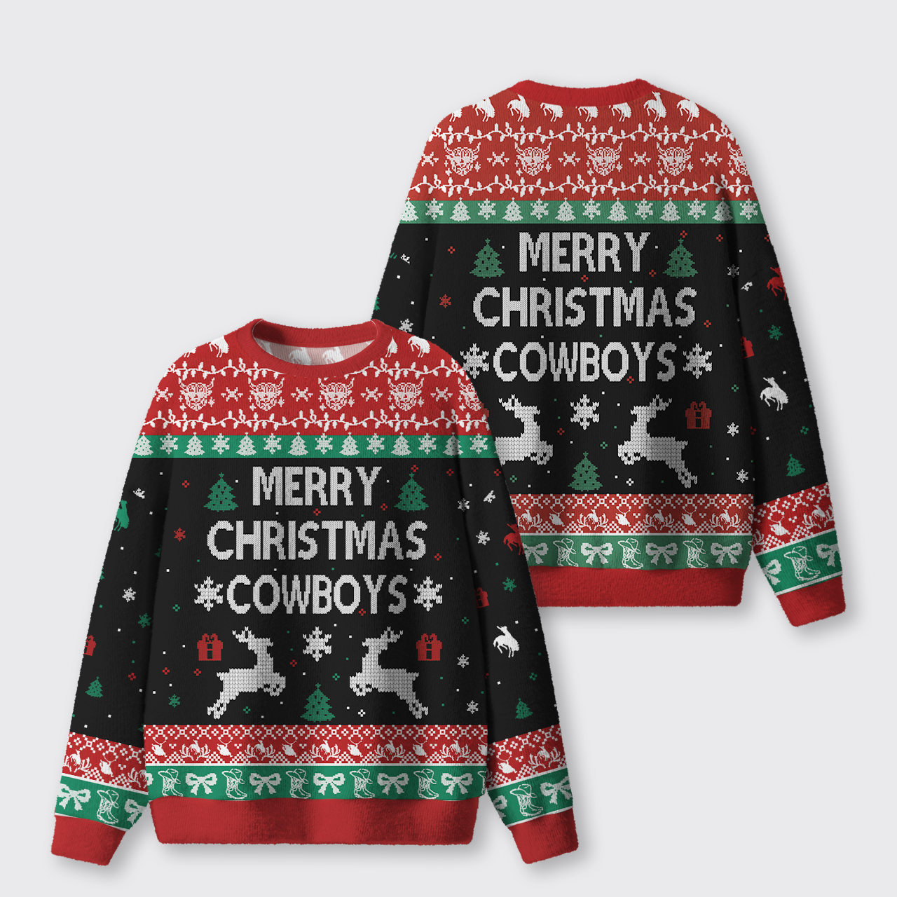 Merry Christmas Cowboy Ugly Knit Sweatshirt