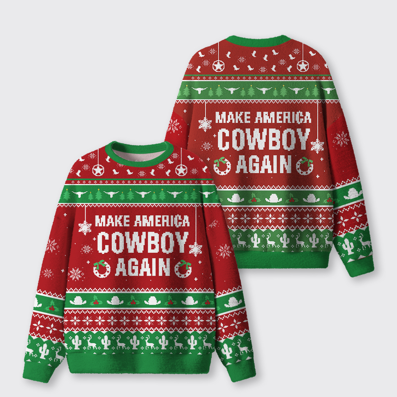 Make America Cowboy Again Ugly Knit Sweatshirt