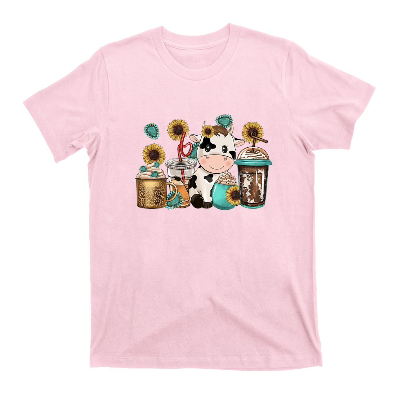 Western Cow Coffee Cups T-Shirt