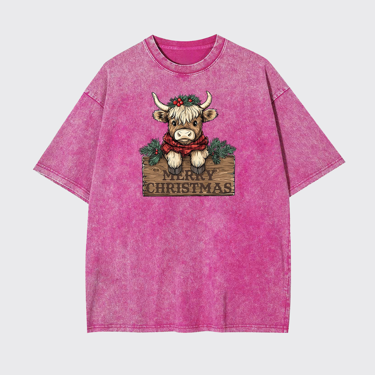 Western Cow Merry Christmas Garment-dye Tees