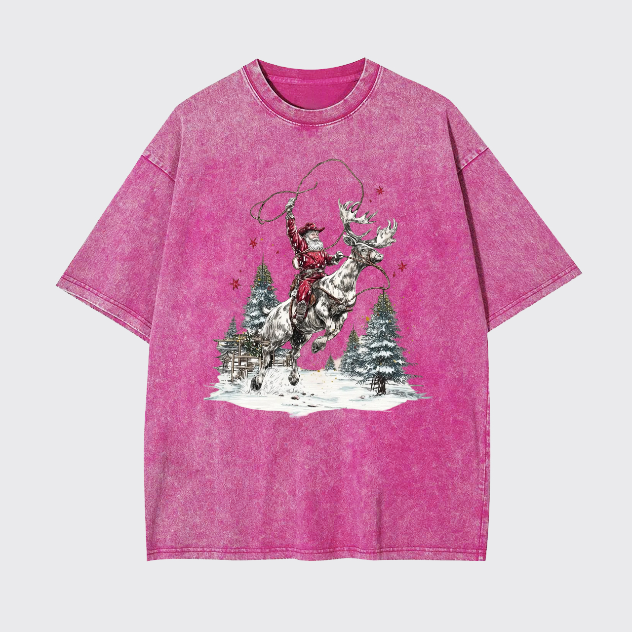 Retro Cowboy Santa Claus Garment-dye Tees