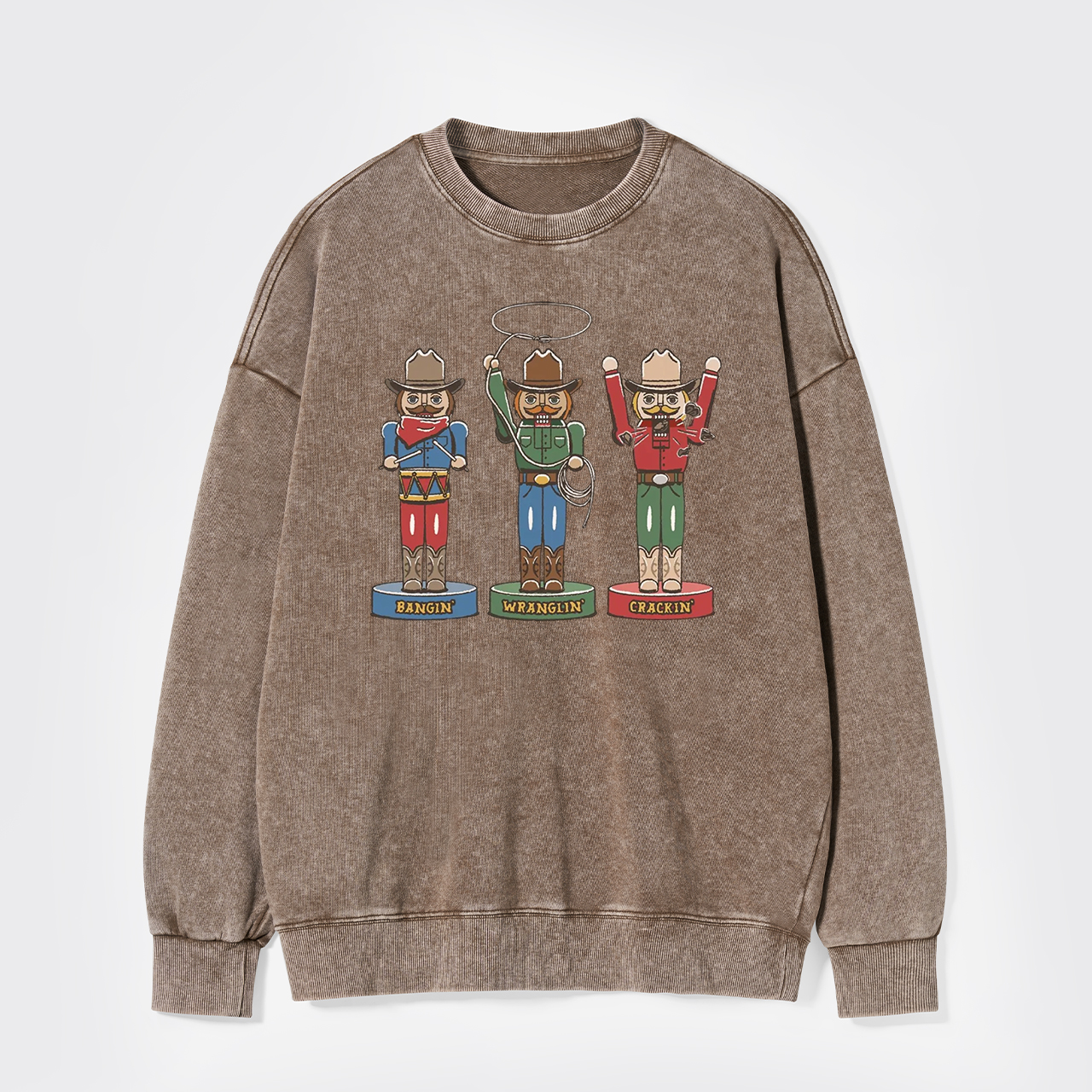 Retro Cowboy Christmas Holiday Season Western Washed Sweatshirts