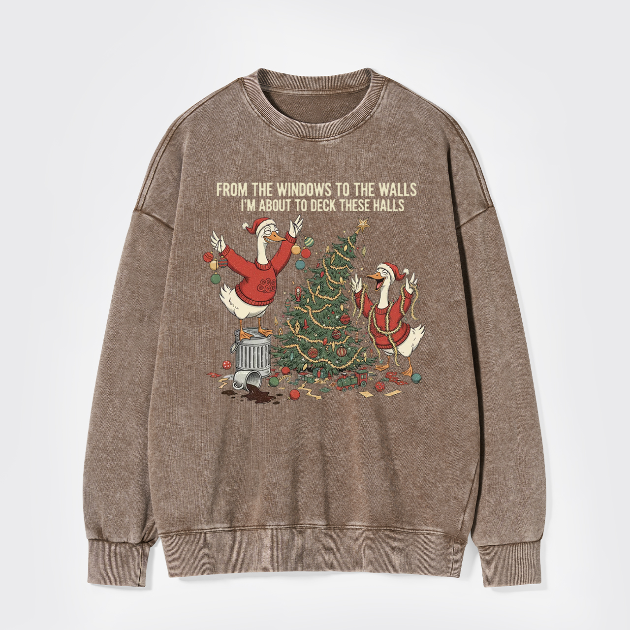 Funny Christmas Goose Washed Sweatshirts