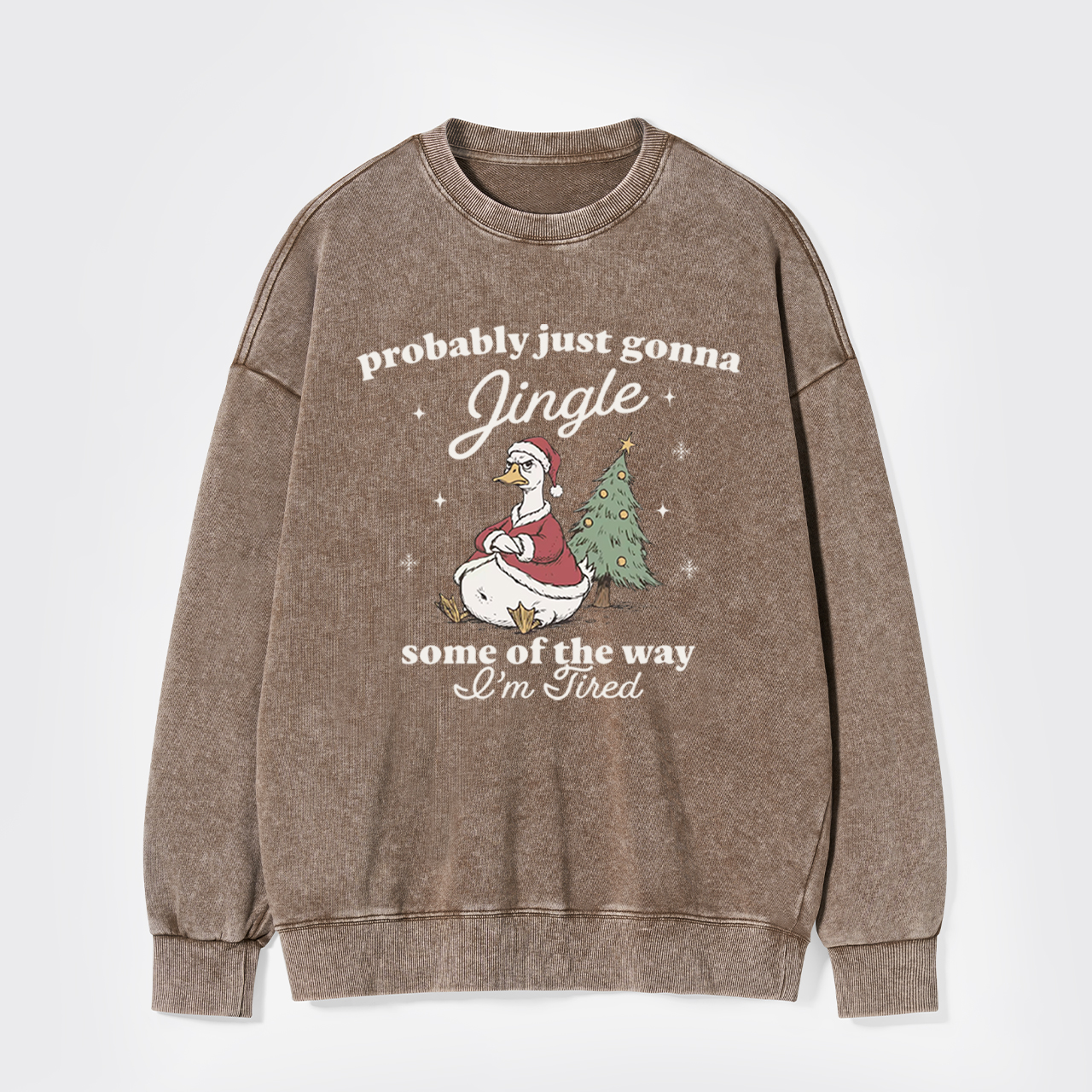 Funny Tired Christmas Goose Washed Sweatshirts