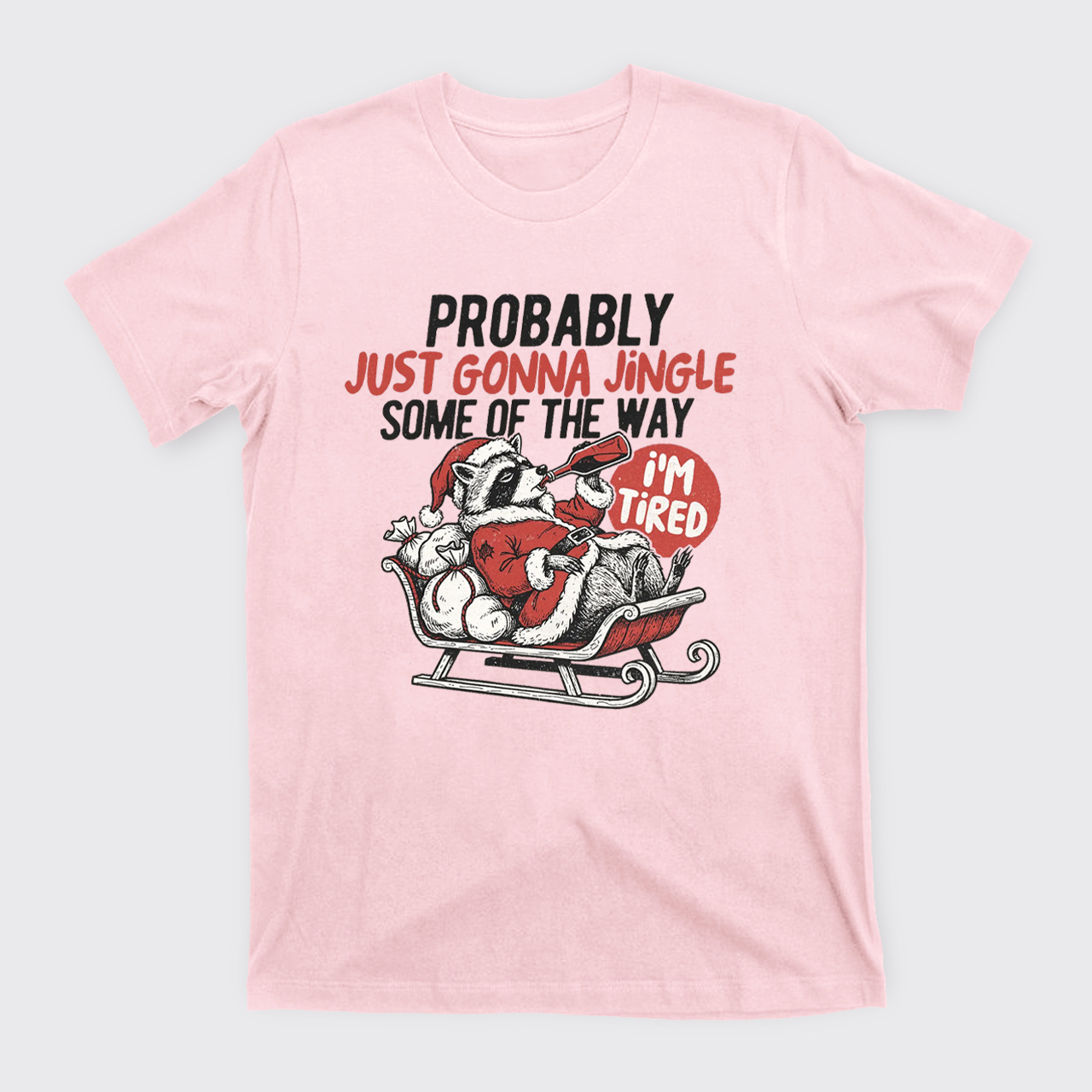 Humorous Christmas Tired Raccoon T-Shirts