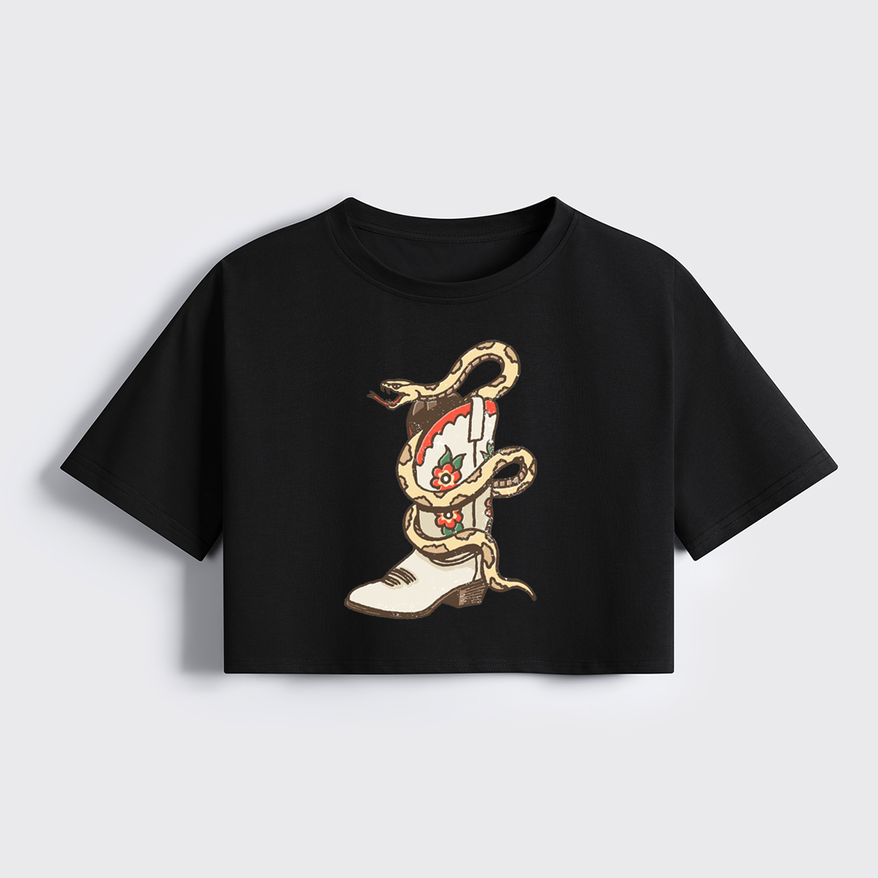 Snake in the Boot Cropped Boxy Tee