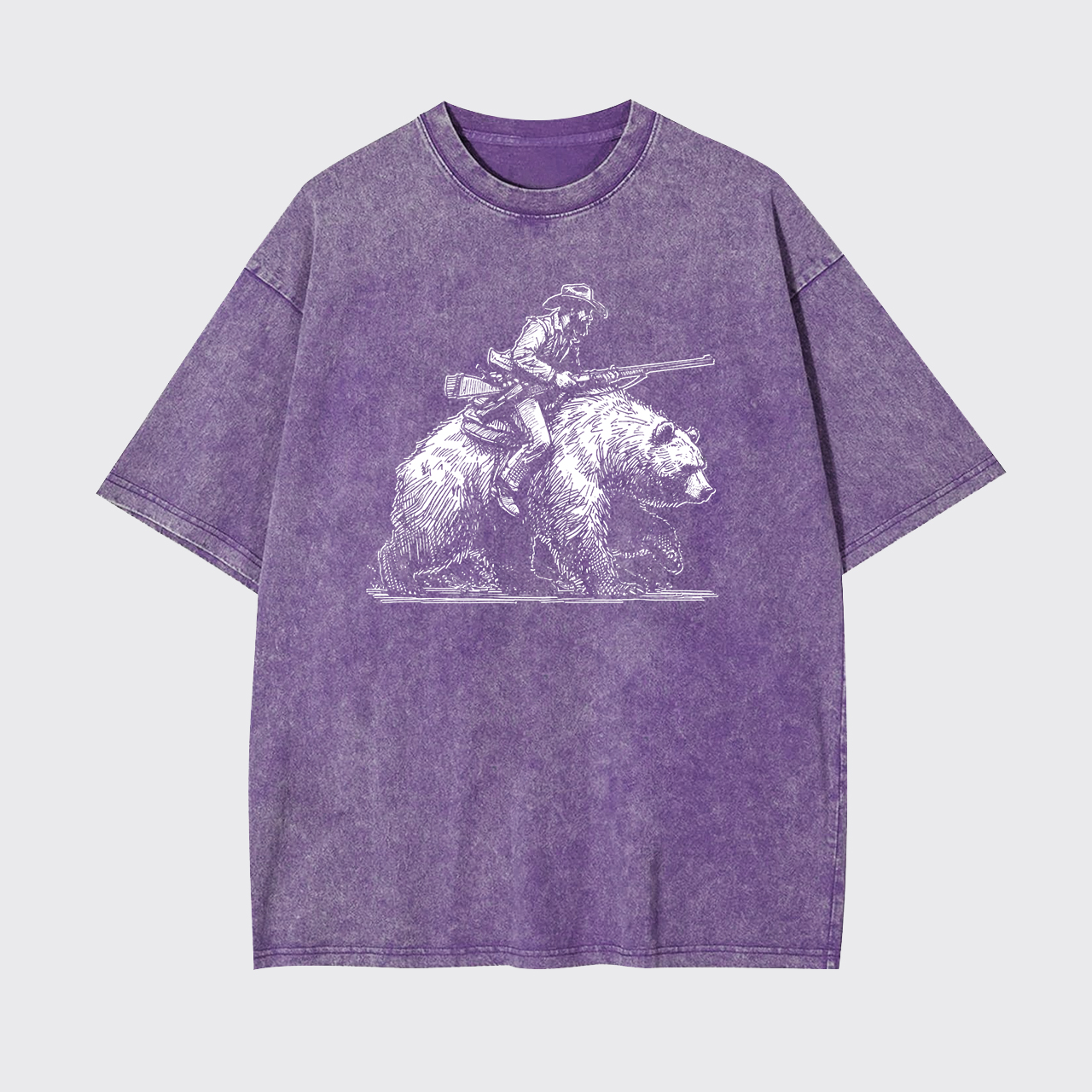 Cowboy Riding A Bear Garment-dye Tees