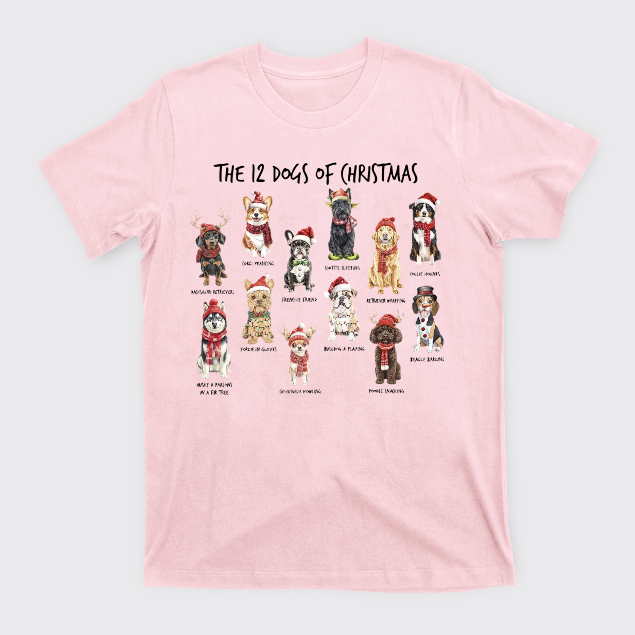 Retro 12 Dogs of Christmas T-Shirts