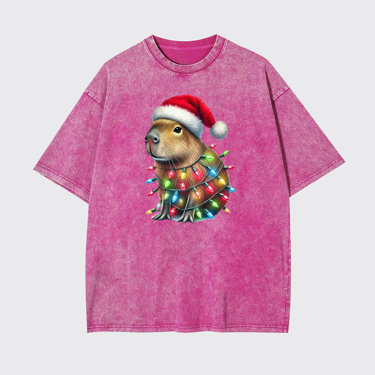 Capybara Christmas Lights Garment-dye Tees