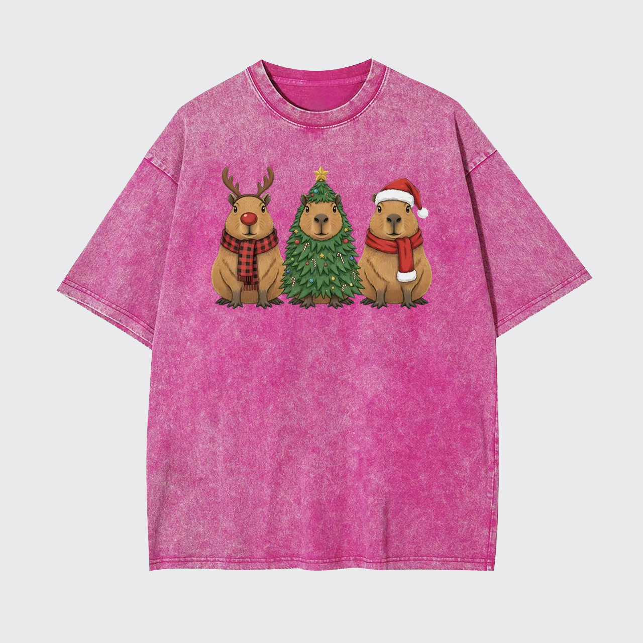 Santa Capybara Christmas Garment-dye Tees