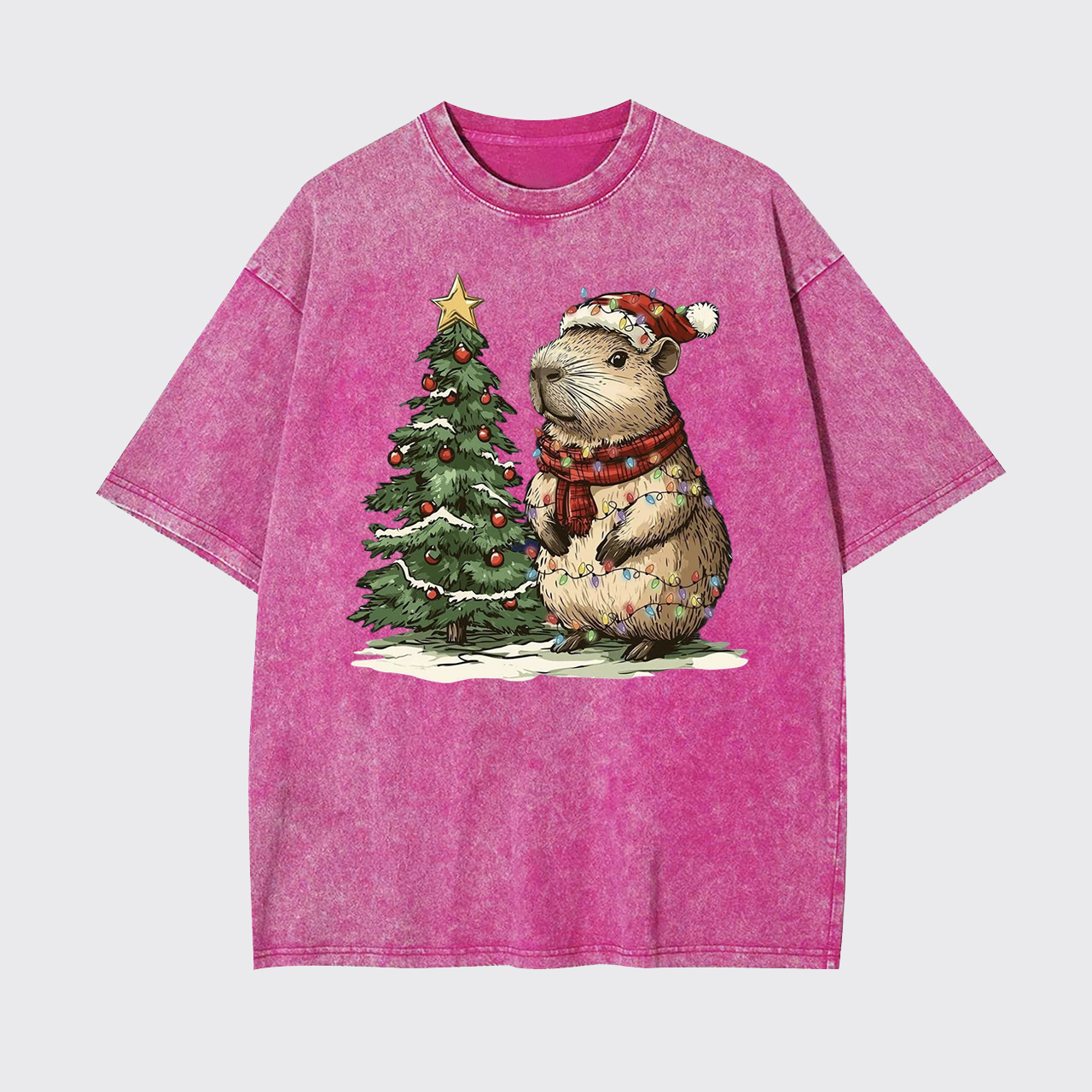 Capybara Christmas Tree Garment-dye Tees