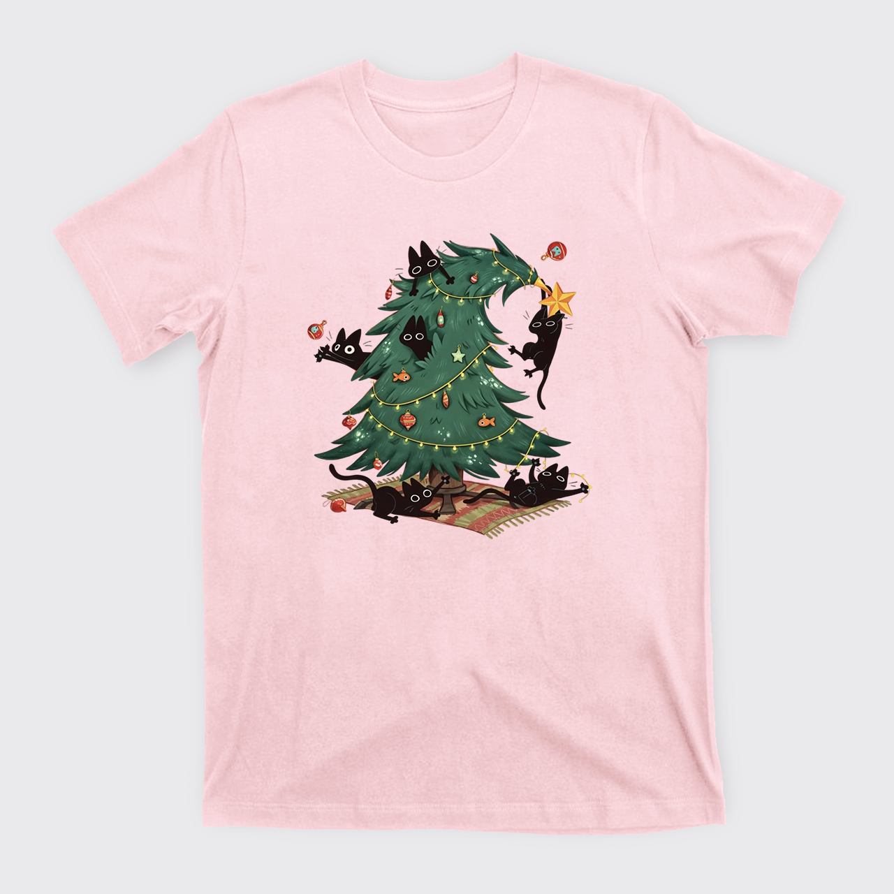 Christmas Tree And Black Cat T-Shirts