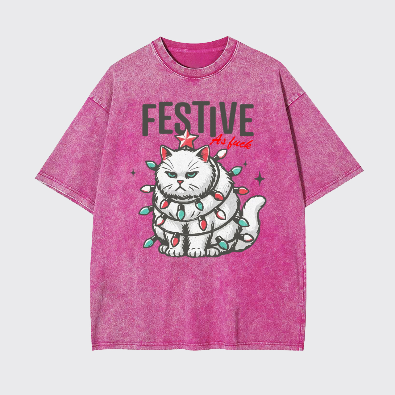 Funny Christmas Cat Sarcastic Holiday Garment-dye Tees