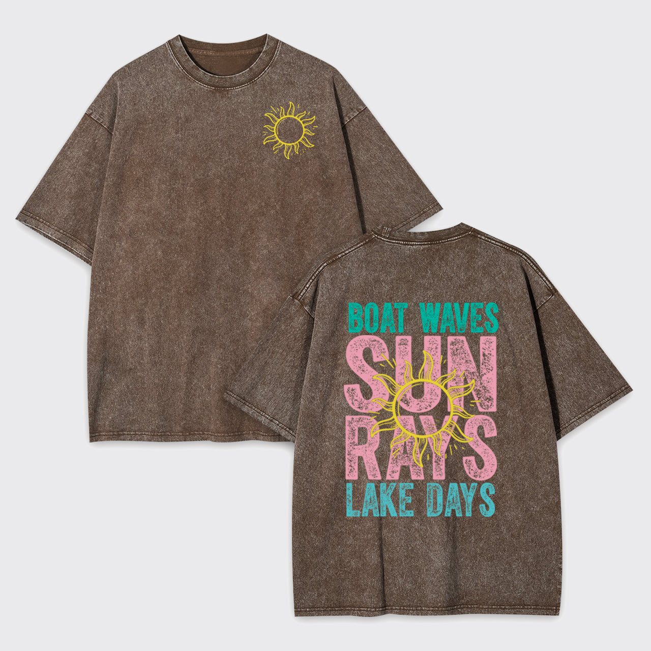 Summer,Boat Waves Sun Rays Lake Days Garment-dye Tees