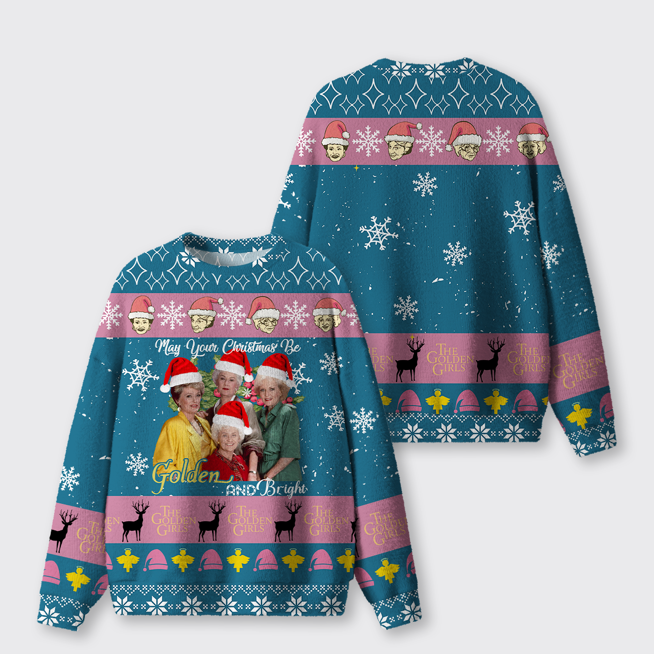 May Your Christmas Be Golden And Bright Ugly Knit Sweatshirt