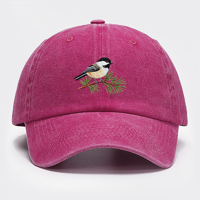 Embroidered Chickadee Baseball Cap