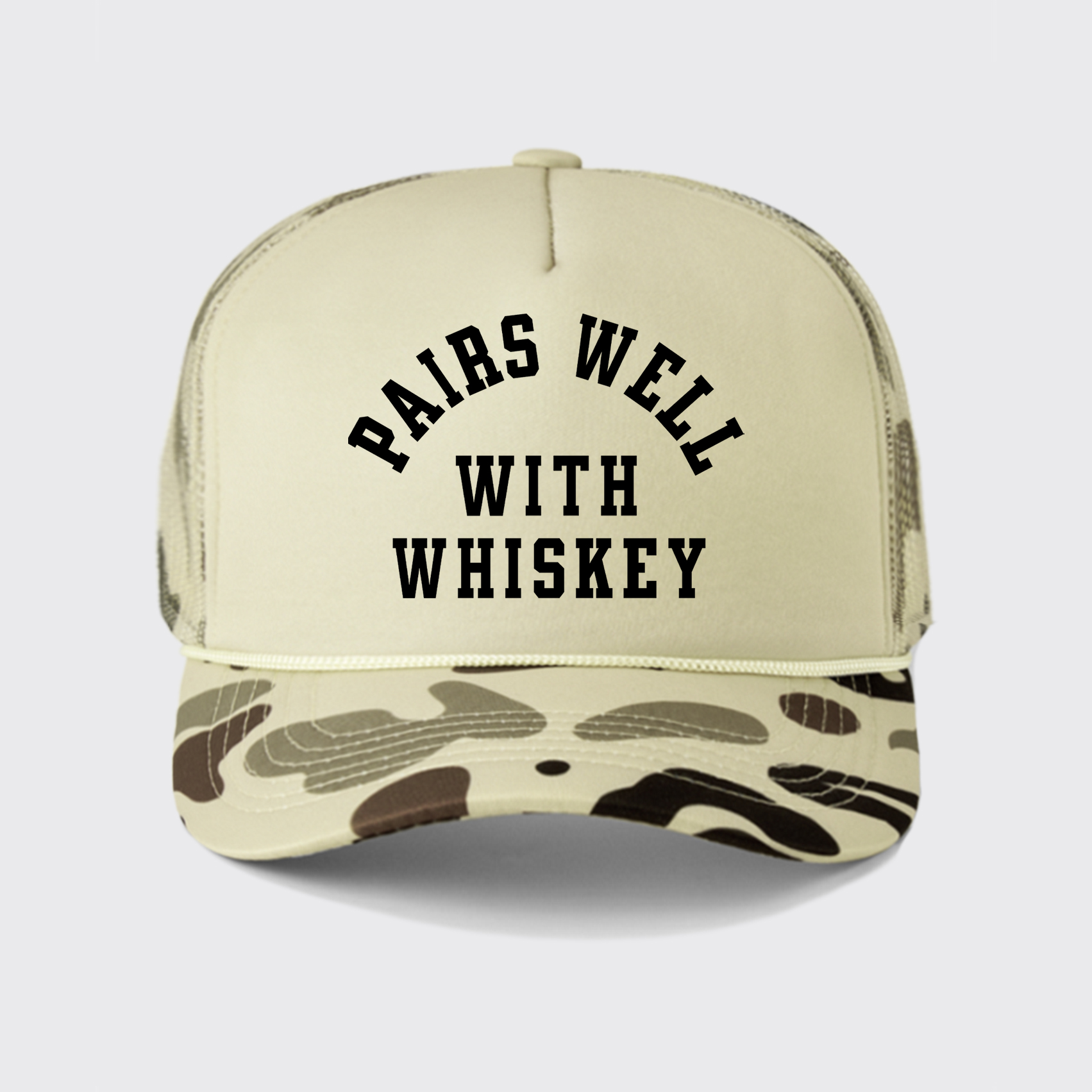 Pairs Well With Whiskey Trucker Hat