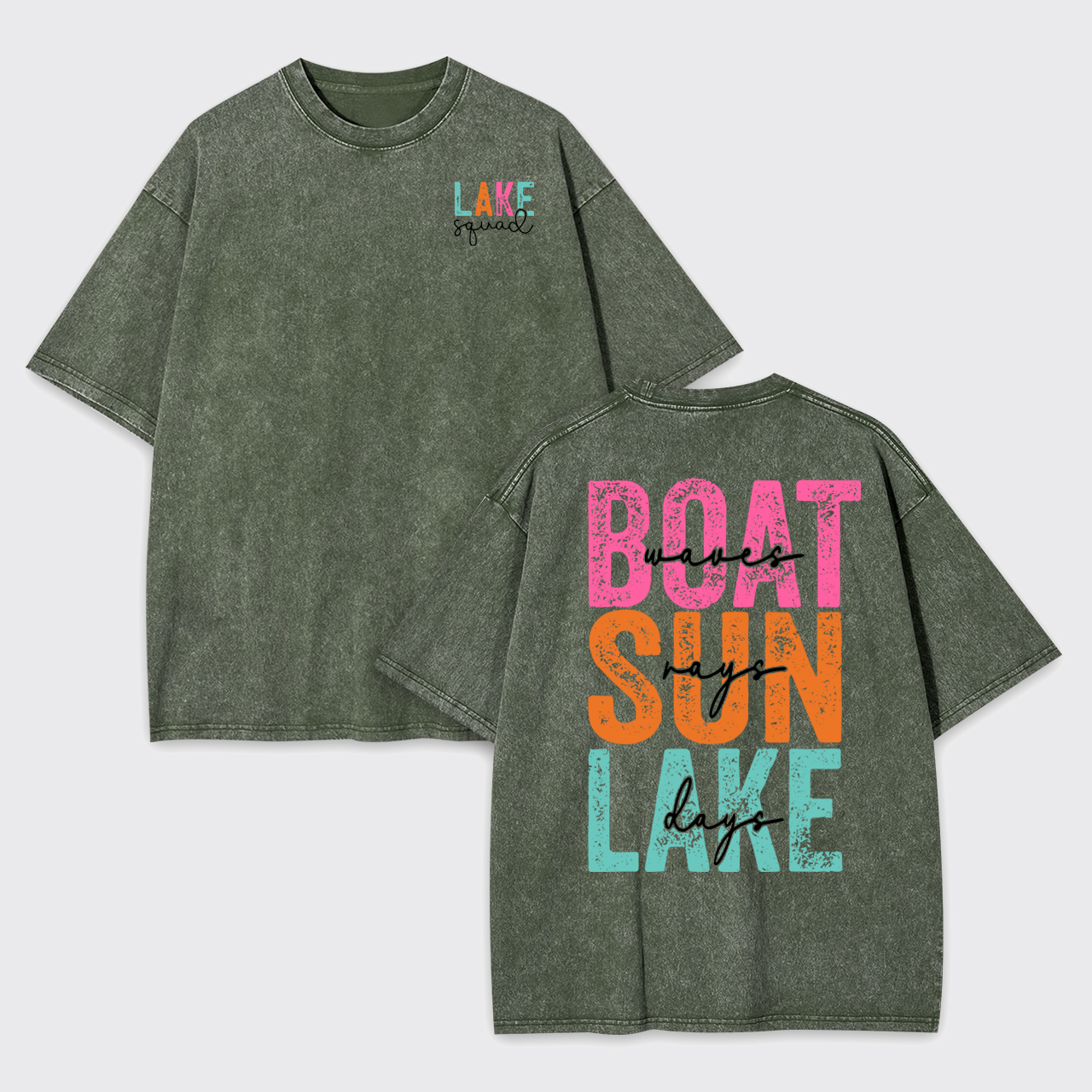 Hello Summer,Boat Waves Sun Rays Lake Garment-dye Tees