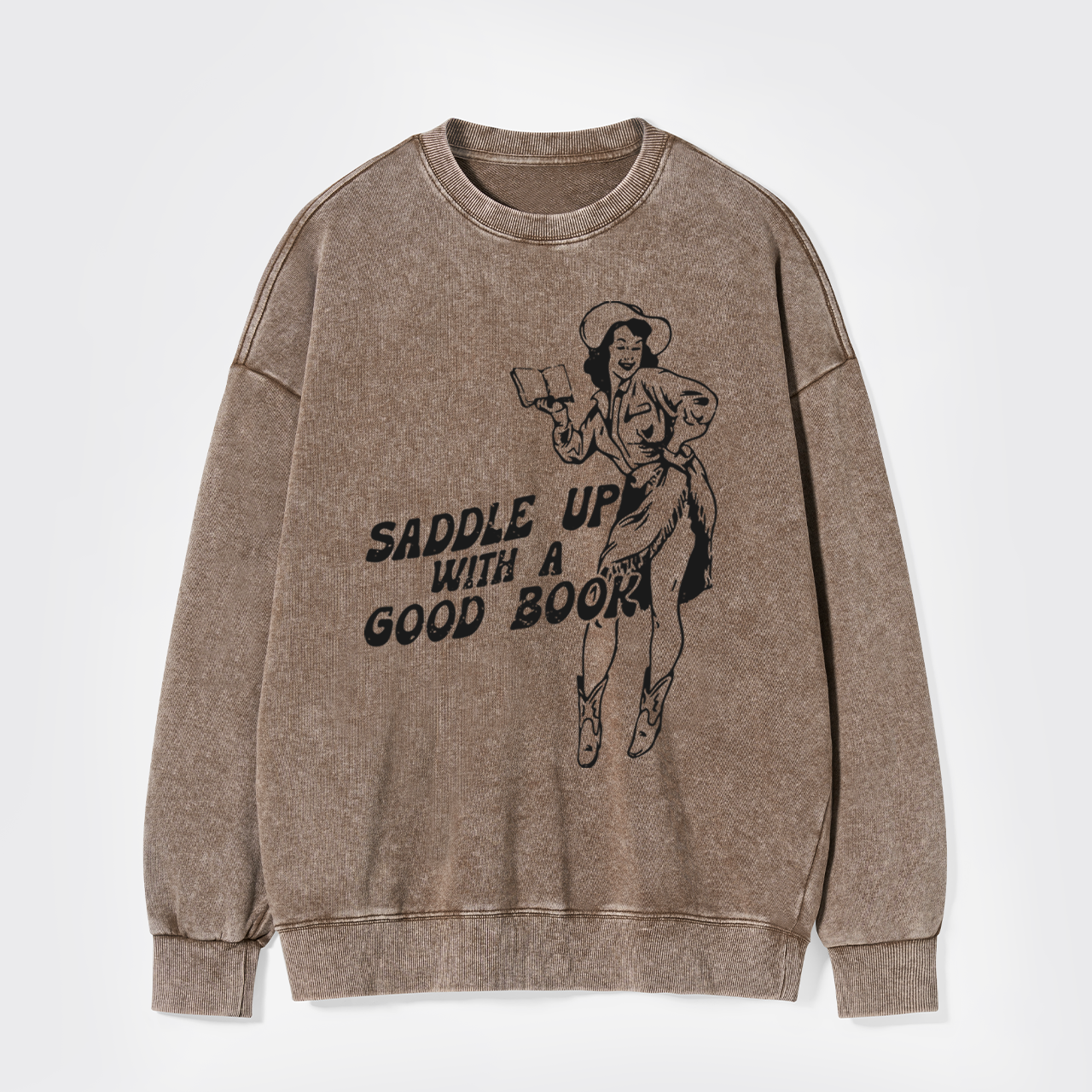 Retro Western Country Bookish Cowgirl Washed Sweatshirts