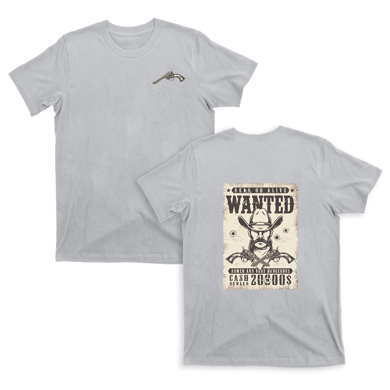 Vintage Wanted Wild West Poster Double Sided Printing T-Shirts