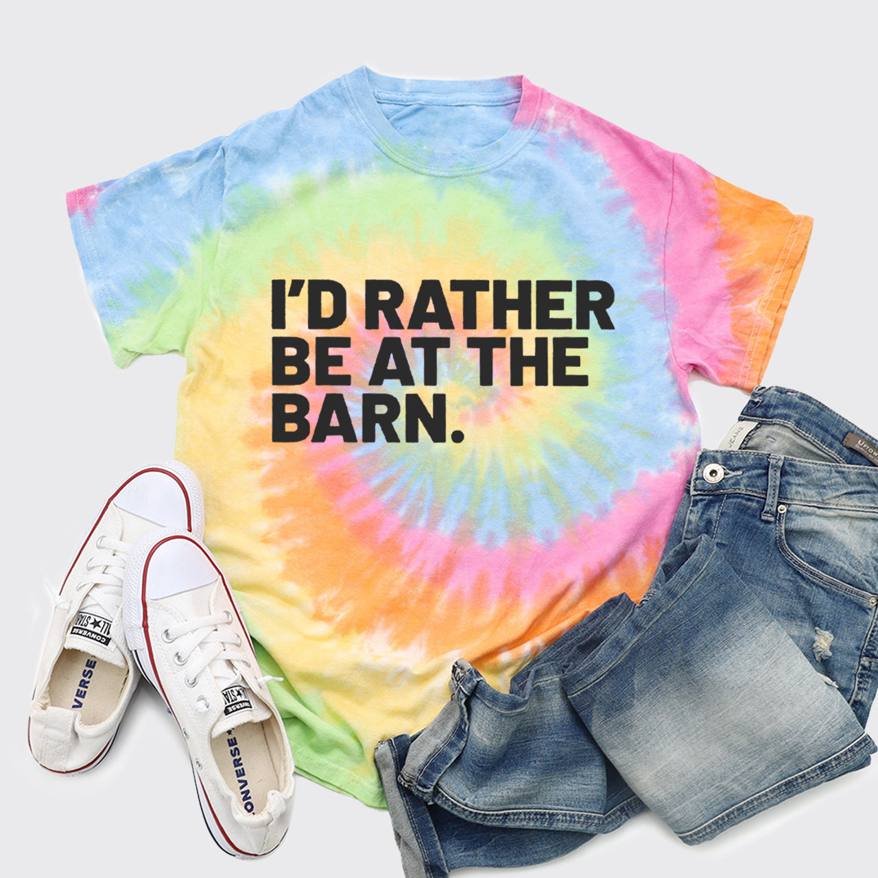 I'd Rather Be At The Barn Tie Dye Shirts