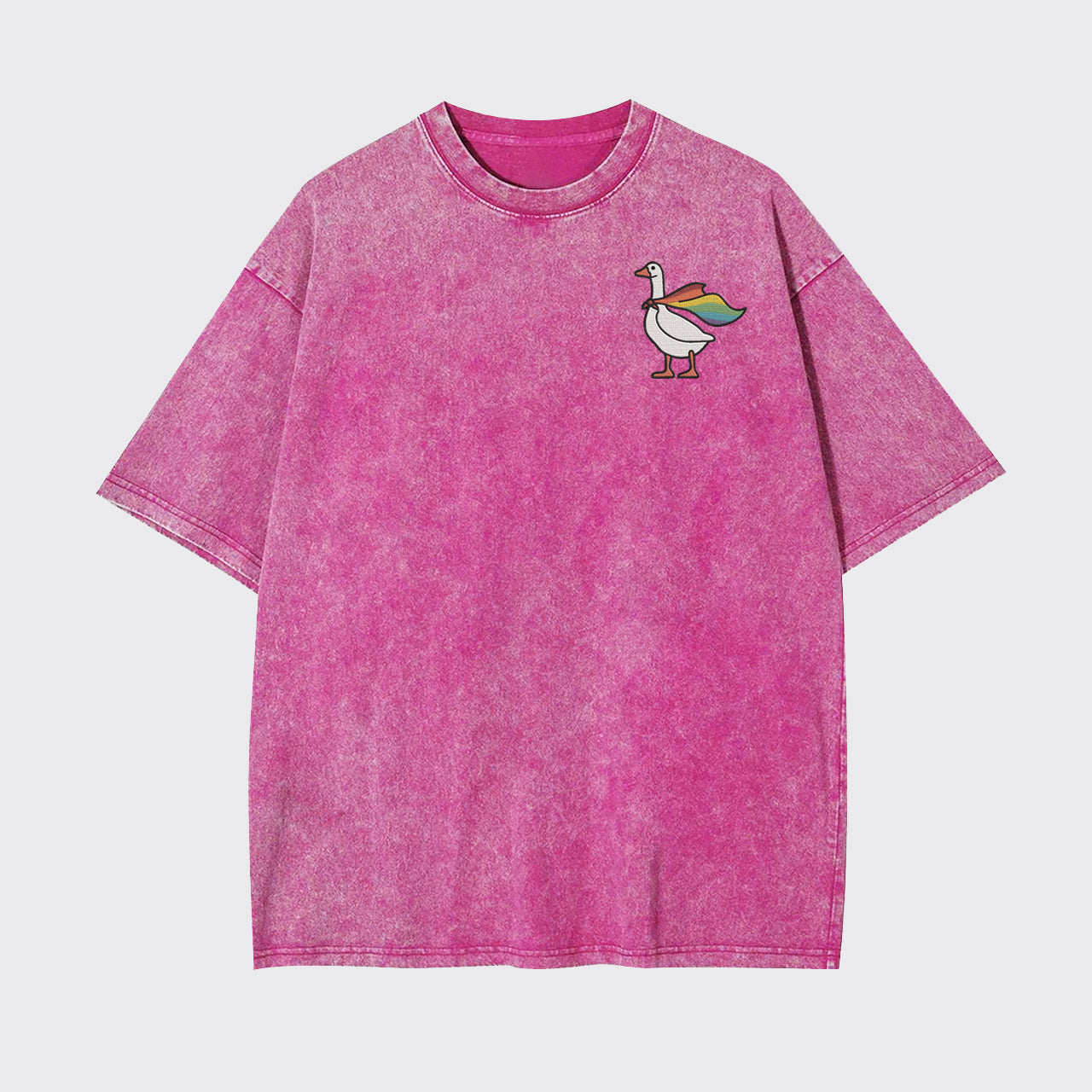 Rainbow Goose Embroidered Garment-dye Tees