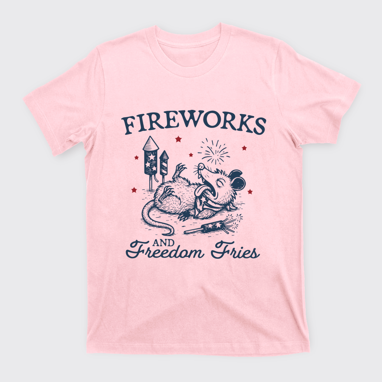 Funny Opossum-Freedom Fireworks T-Shirts